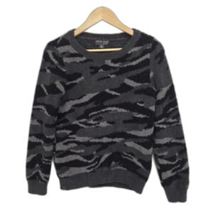 Barefoot Dreams Cozychic Seaside Crew Neck Pullover Sweater Gray Camo Size XS